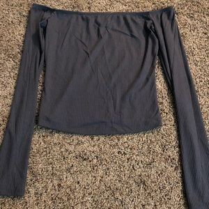 Long sleeve off of the shoulder crop